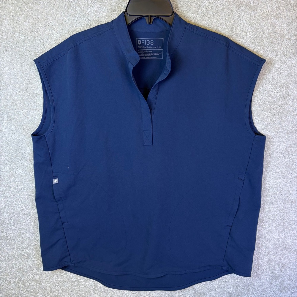 Figs Rafaela Scrub Top Women Medium Navy Blue Sleeveless V-Neck Nurse Workwear
